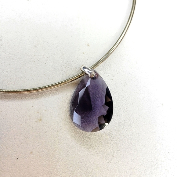 Amethyst Wire Teardrop Pendant Necklace - Picture 4 of 7